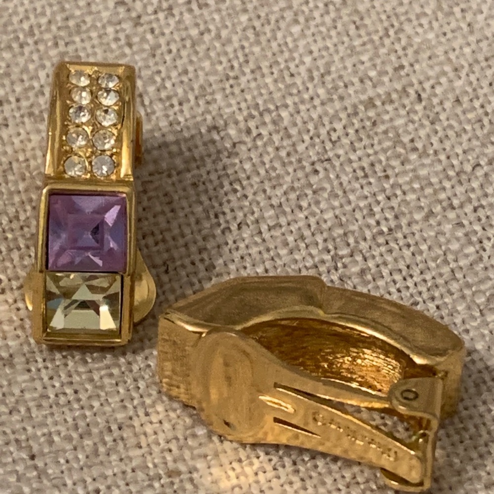 Christian Dior Crystal Clip On Earrings - Picture 6 of 11